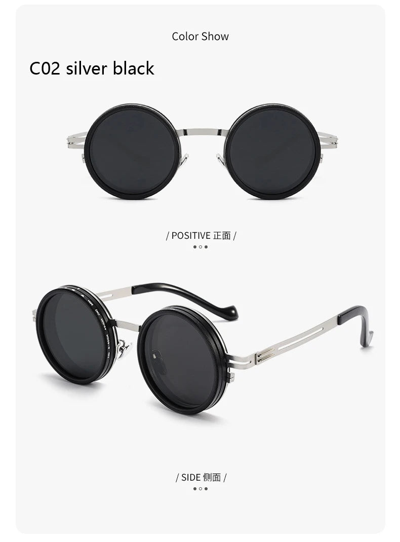 Polarized Round Sunglasses ND9 Adjustable Dimming Sun Glasses Men Women Retro Punk Men's Fishing Eyeglasses Outdoor Shades UV400