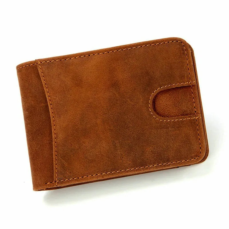 RFID Casual Small Wallet for Men Cow Leather Male Slim Wallets Short Mini Wallet with Card Holder Pocket Purses