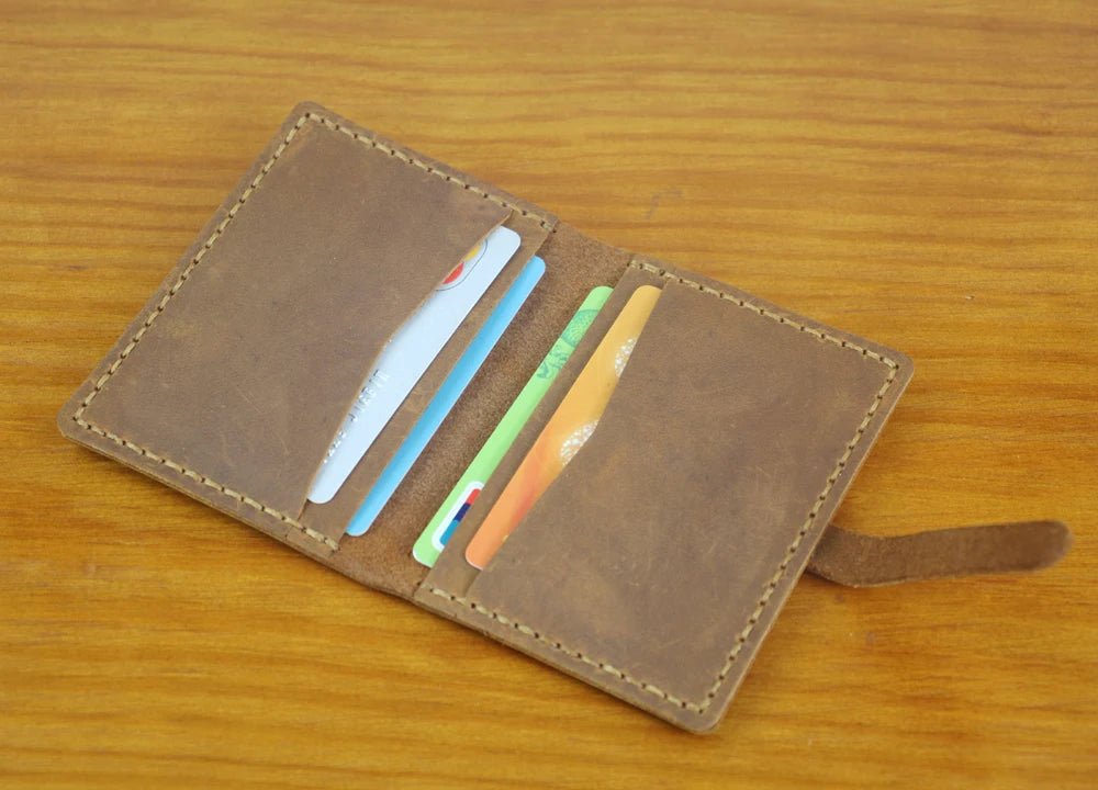 Luxury Handmade Genuine Leather Card Wallet Men Credit Card holder Women ID Sleeve Name Card Holder Cowhide Business Card Case