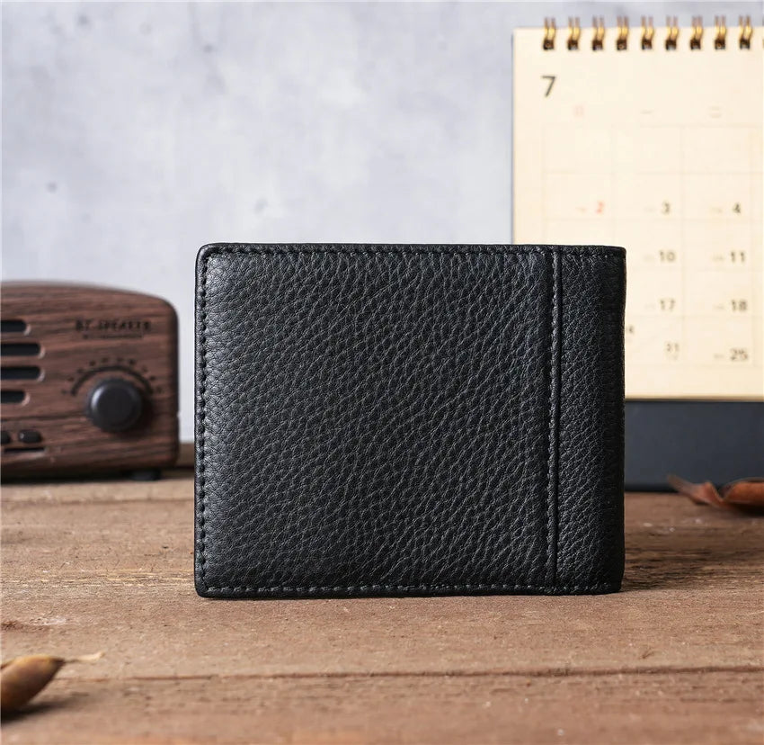 Mens Wallet Slim Genuine Leather Rfid Bifold Wallets for Man Vintage Front Pocket Multi Card Holder Bag Money Clip ID Card Purse
