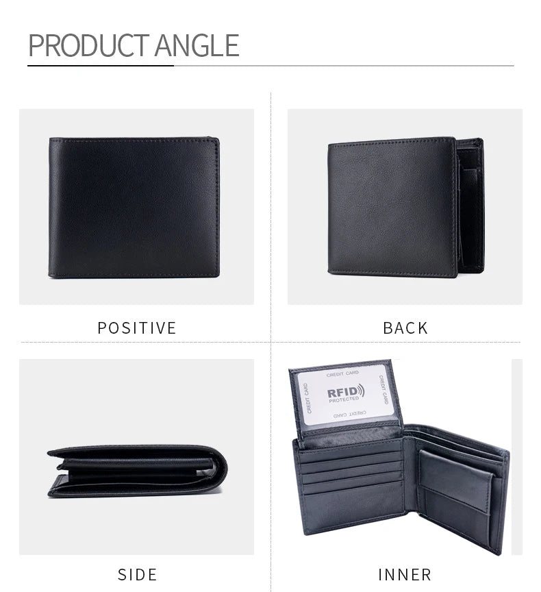 Men's leather wallet RFID Cowhide genuine leather wallet multi-function credit card holder
