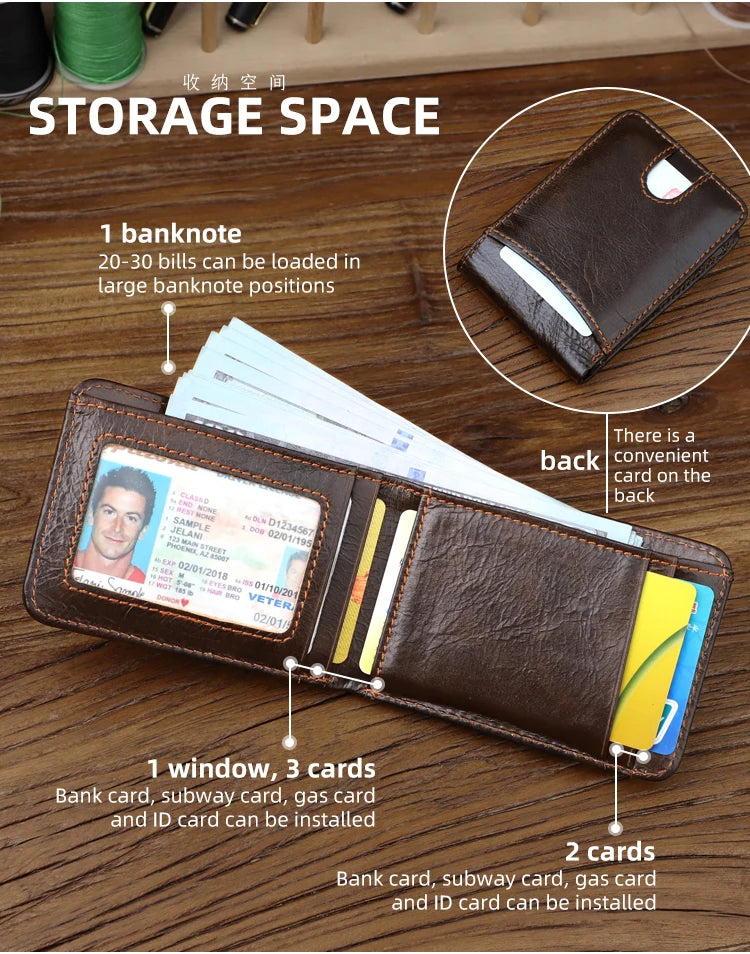 Genuine leather Men's Wallet Small Money Purses Mini Wallets Short Ultra-thin Wallet Bank Card Package Small Purse Wallet