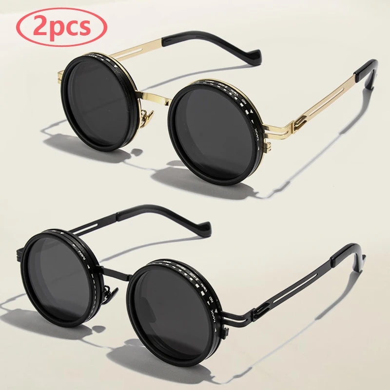 Polarized Round Sunglasses ND9 Adjustable Dimming Sun Glasses Men Women Retro Punk Men's Fishing Eyeglasses Outdoor Shades UV400