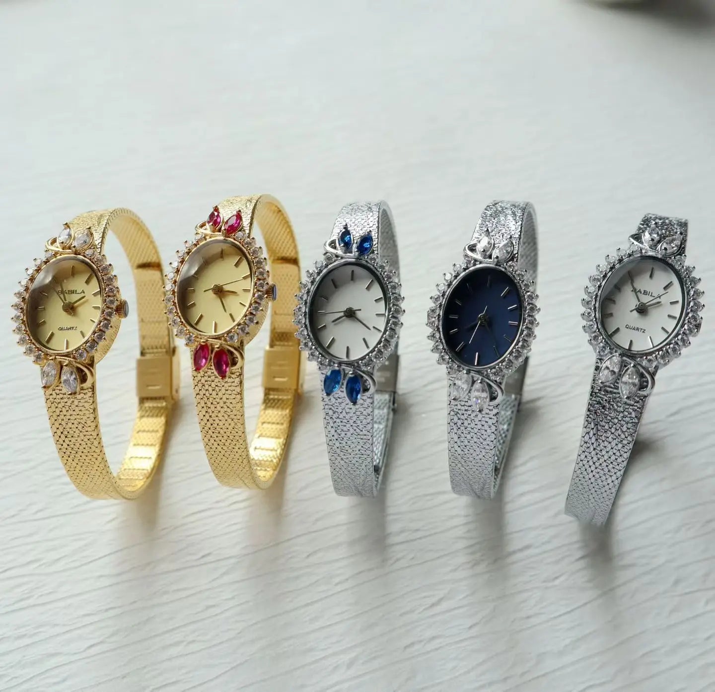 Women Watch for Girls Quartz Reloj Mujer Sliver Gold Diamond Orologio Ladies Vintage Oval Wristwatch Stainless Steel Band Clock