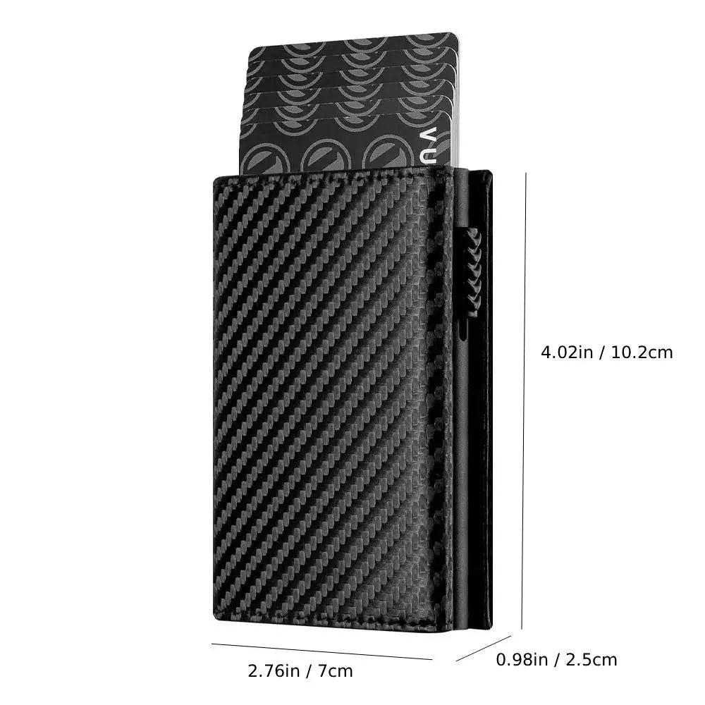 Men Card Holder with Money Pocket PU Leather Pop Up Minimalist Wallet RFID Blocking Slim Metal Bank Card Case