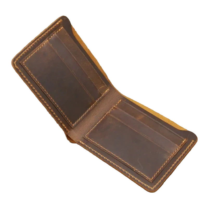 Men's Crazy Horse Leather Wallet, Genuine Leather Wallet, Card Bag, Simple Retro European and American Style, Mens Purse