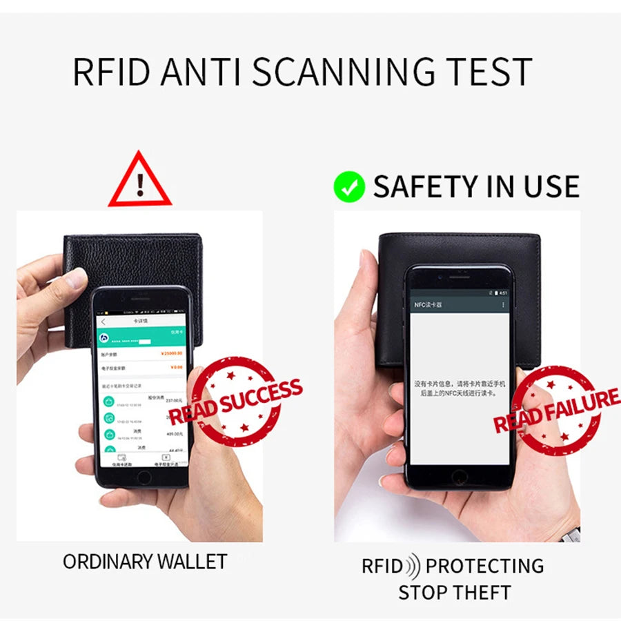 Men's leather wallet RFID Cowhide genuine leather wallet multi-function credit card holder