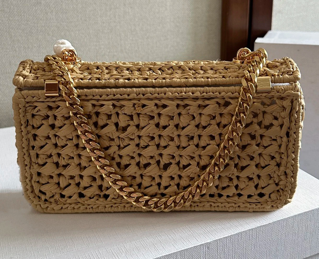 Crossbody bags handmade crafts woven Women's bags plant woven chain handbags woven bags armpit bags chain straps shoulder backs
