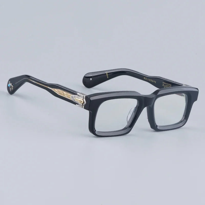 JMM BELVEDERE High Quality Rectangle Acetate Sunglasses Uv400 Men Designer Brand Handmade Vintage Eyeglasses with Case