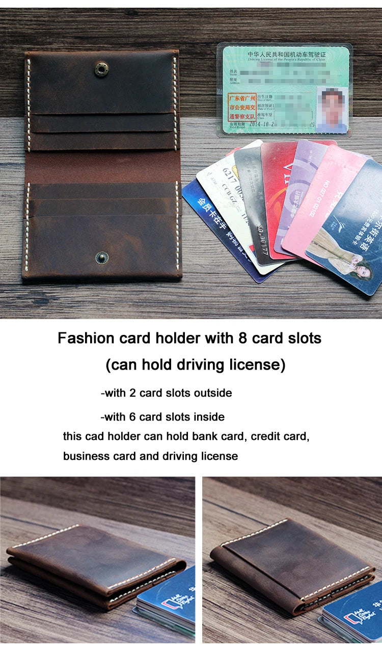 Luxury Handmade Genuine Leather Card Wallet Men Credit Card holder Women ID Sleeve Name Card Holder Cowhide Business Card Case