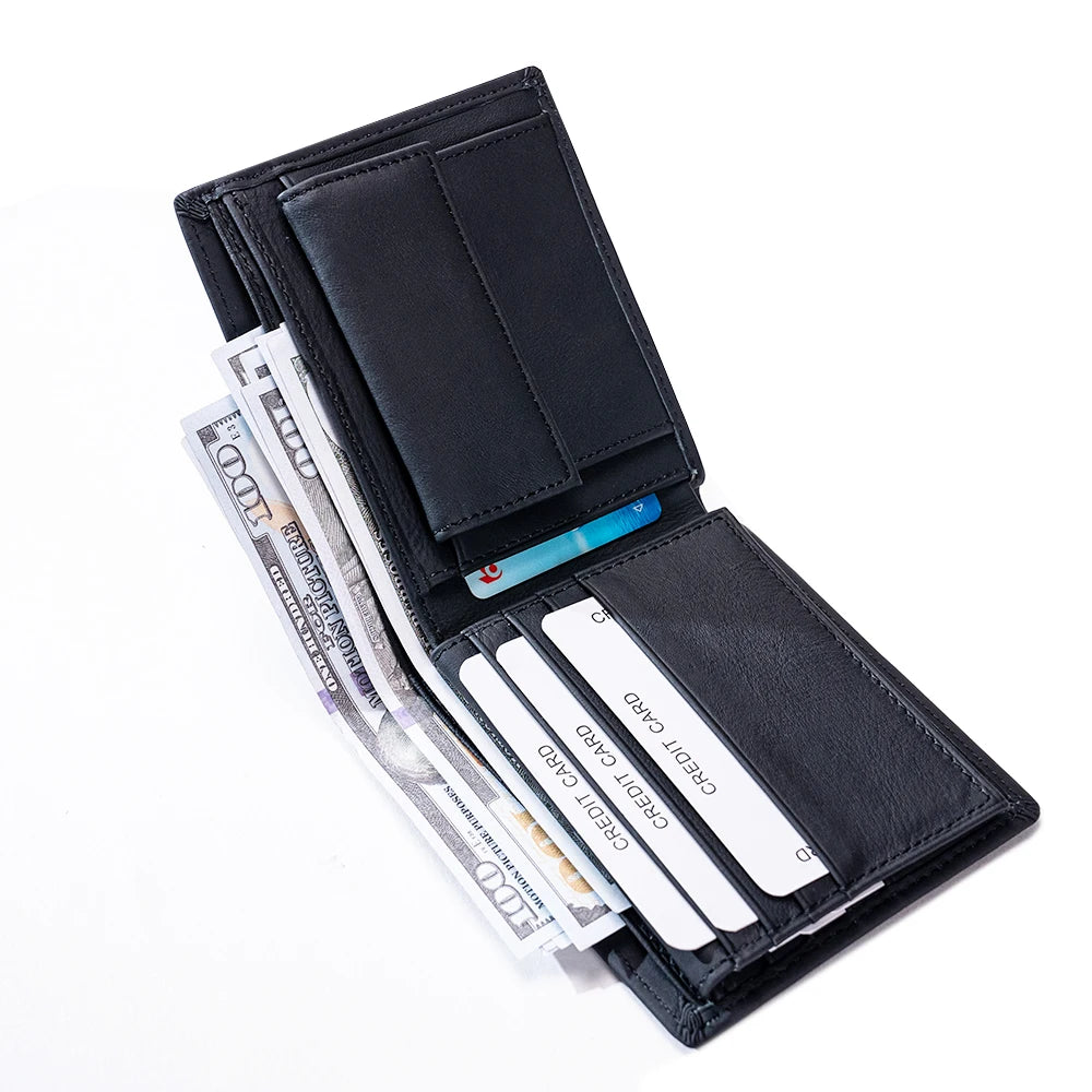 Men's leather wallet RFID Cowhide genuine leather wallet multi-function credit card holder