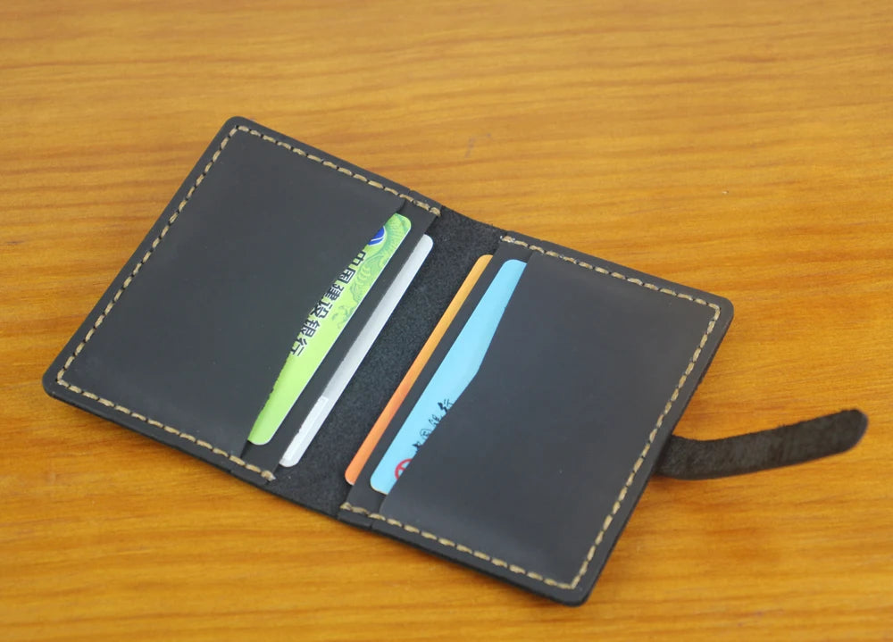 Luxury Handmade Genuine Leather Card Wallet Men Credit Card holder Women ID Sleeve Name Card Holder Cowhide Business Card Case