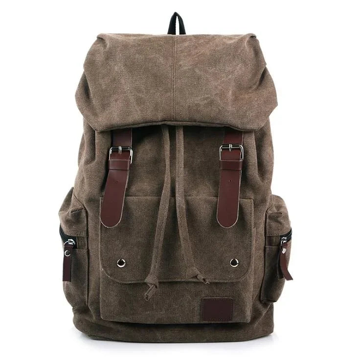 2025 Men Casual Canvas Large Capacity Practical Backpack Casual Travel  Bagpack Teenagers School Bags Black Brown Green WL22