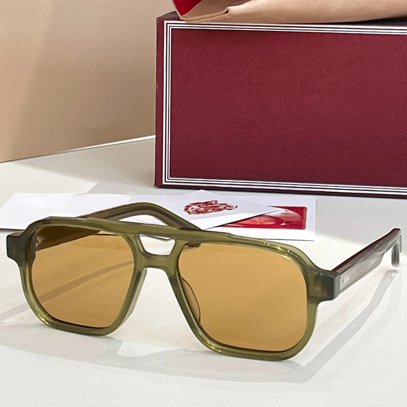 JMM EVANS Rectangle Double Bridge Acetate Gradient Sunglasses Uv400 Men and Women Polychromatic Handmade Classical Eyewear