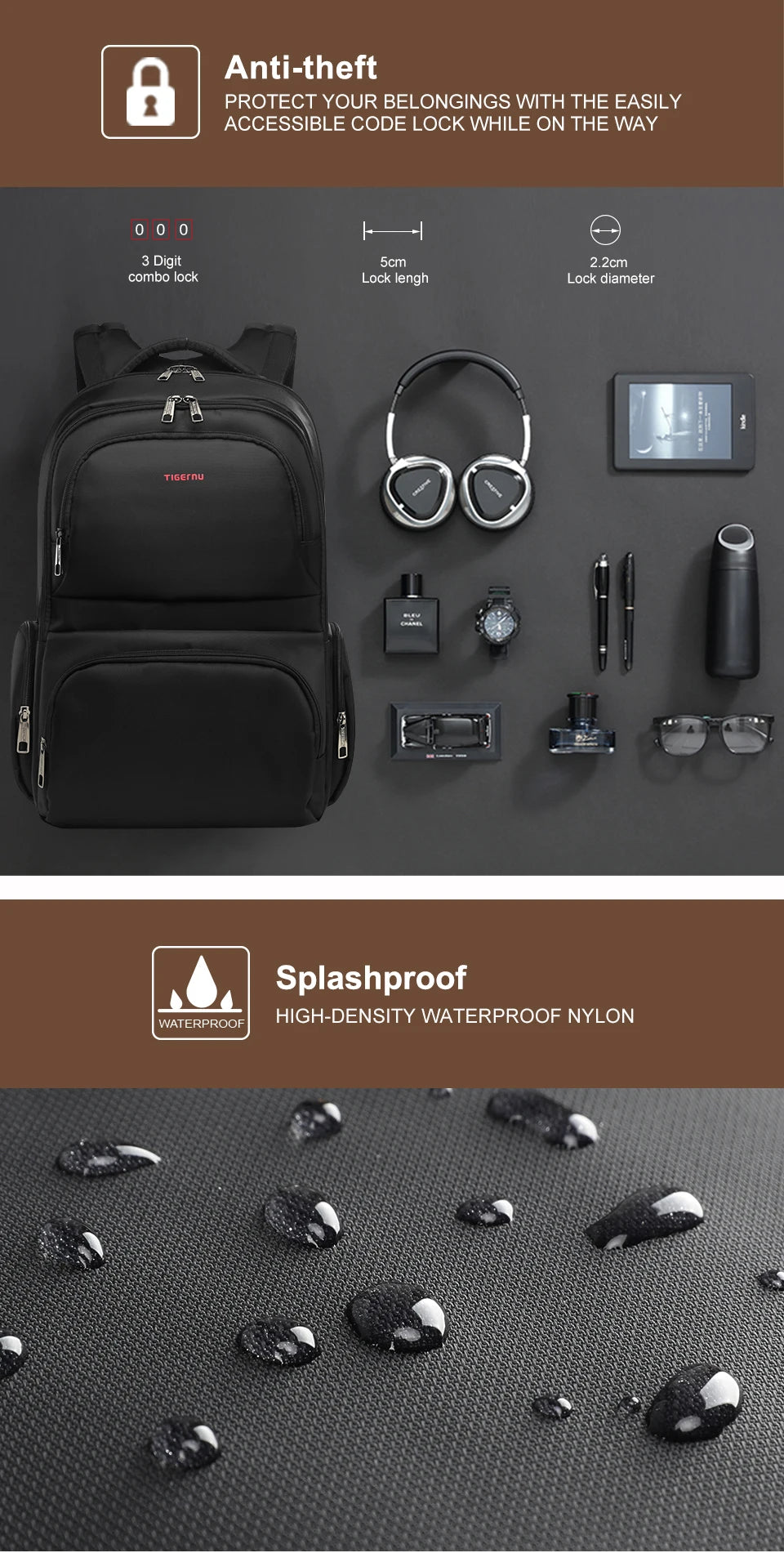 Tigernu Anti Theft Backpacks For Men 15inch Laptop Backpack Bag Casual Travel Backpack Schoolbag Male Backpack Mochilas Knapsack