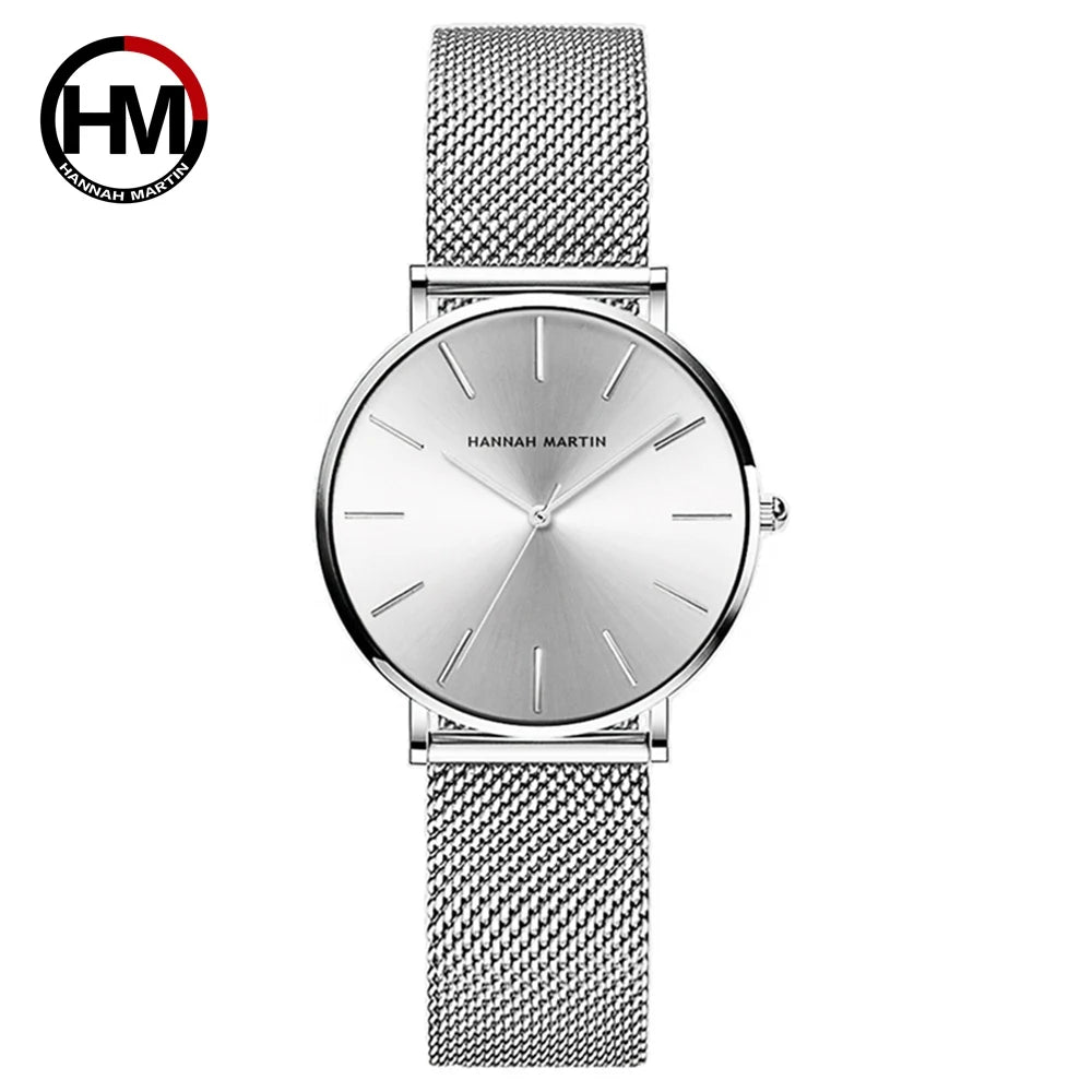 2023 New Women Bracelet Watch 1 Set Japan Quartz Movement Simple Rose Gold Stainless Steel Mesh Student Watches Relogio Feminino