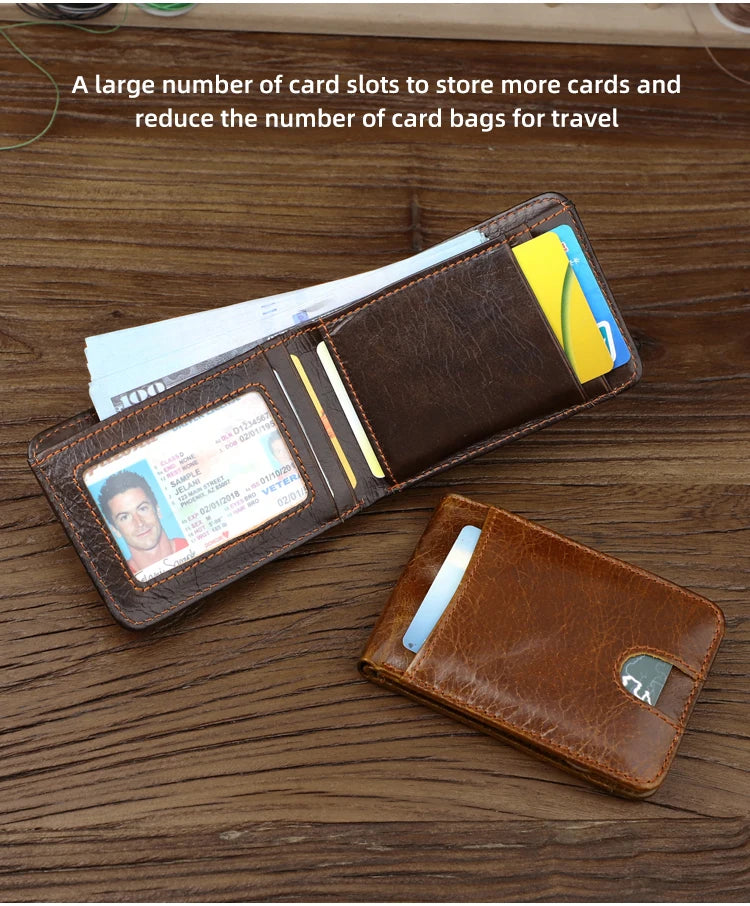 Genuine leather Men's Wallet Small Money Purses Mini Wallets Short Ultra-thin Wallet Bank Card Package Small Purse Wallet
