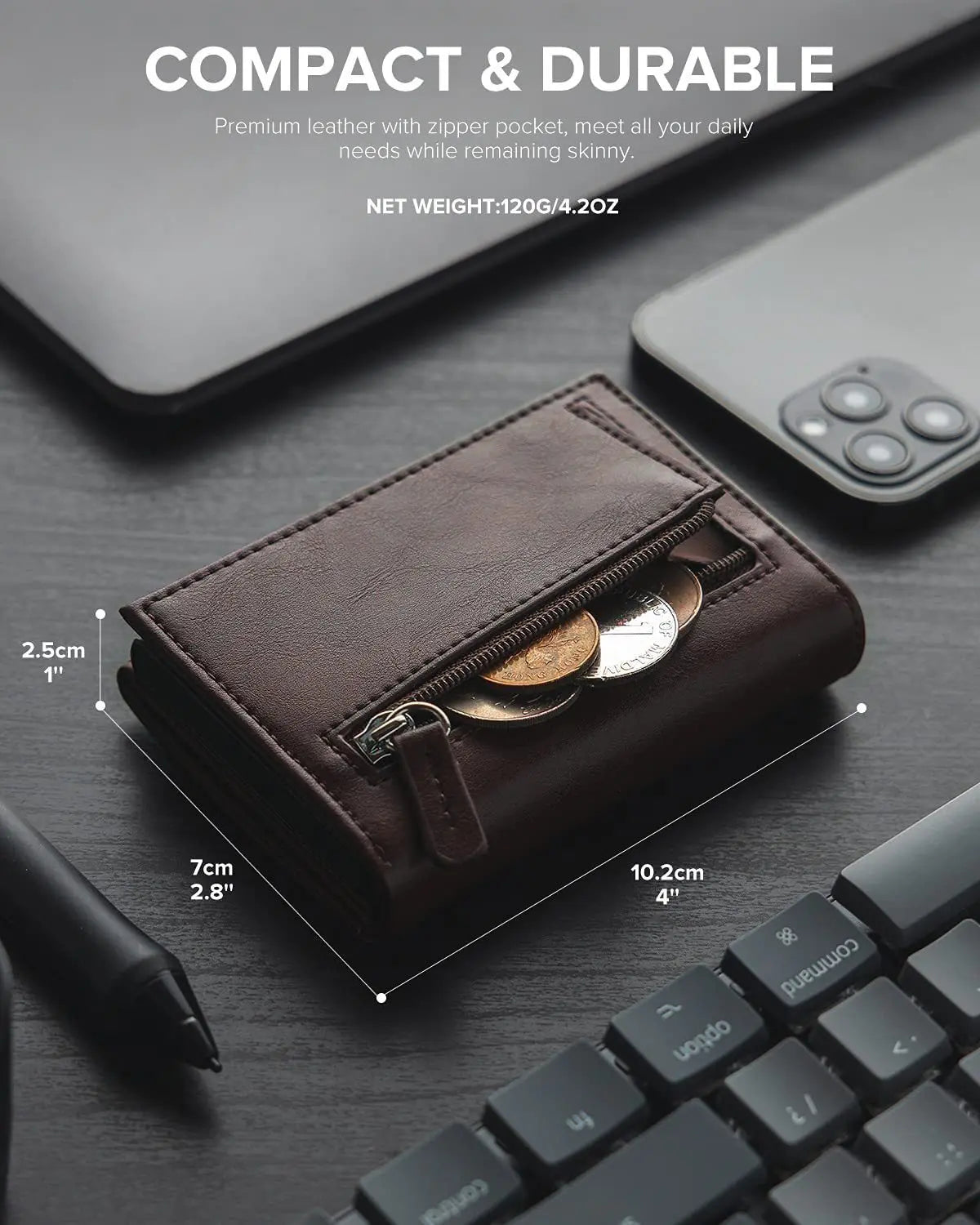 Men Card Holder with Money Pocket PU Leather Pop Up Minimalist Wallet RFID Blocking Slim Metal Bank Card Case