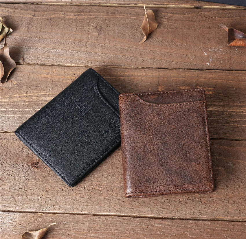 Mens Wallet Slim Genuine Leather Rfid Bifold Wallets for Man Vintage Front Pocket Multi Card Holder Bag Money Clip ID Card Purse