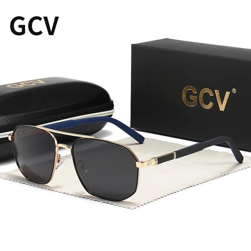 GCV 2025 Brand Classic Pilot Square Polarized Sunglasses Metal Frame Men's Driving Male Sun Glasses Eyewear UV Blocking Luxury