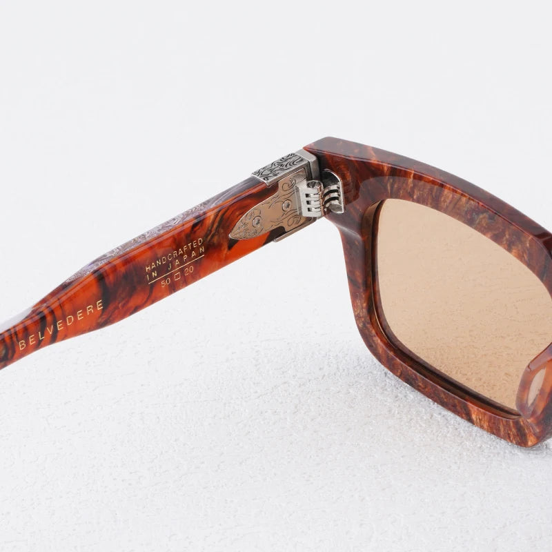 JMM BELVEDERE High Quality Rectangle Acetate Sunglasses Uv400 Men Designer Brand Handmade Vintage Eyeglasses with Case
