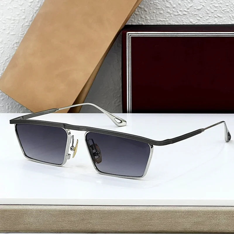 JMM BOGART Square Alloy Gradient Ssunglasses Uv400 Men and Women Fashion Japan Handmade Vintage Eyeglasses with Case