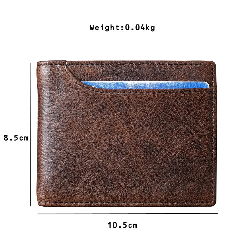 Mens Wallet Slim Genuine Leather Rfid Bifold Wallets for Man Vintage Front Pocket Multi Card Holder Bag Money Clip ID Card Purse