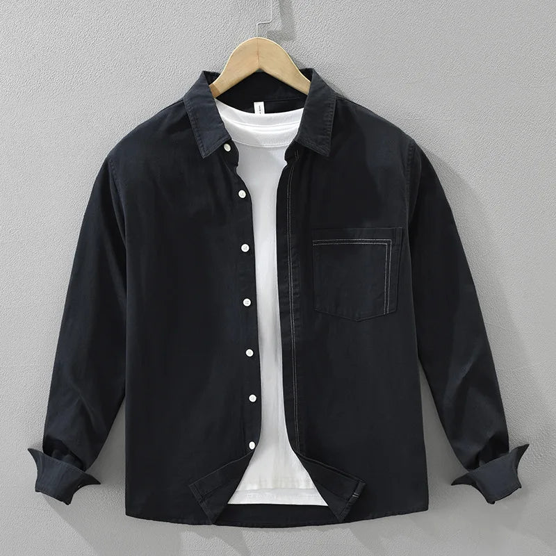 2025 Autumn New Casual Cargo Soft Cotton Long Sleeve Shirt for Men Clothing Versatile Streetwear CM7686