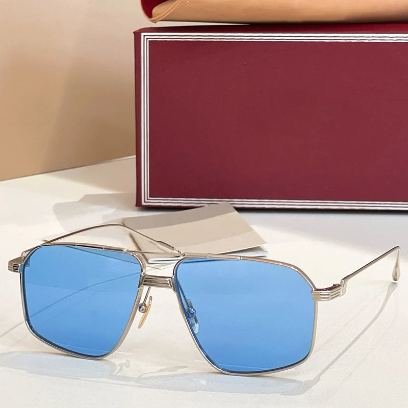 JMM JQ16G rectangle alloy double bridge gradient sunglasses uv400 men and women luxury fashion handmade eyeglasses with case