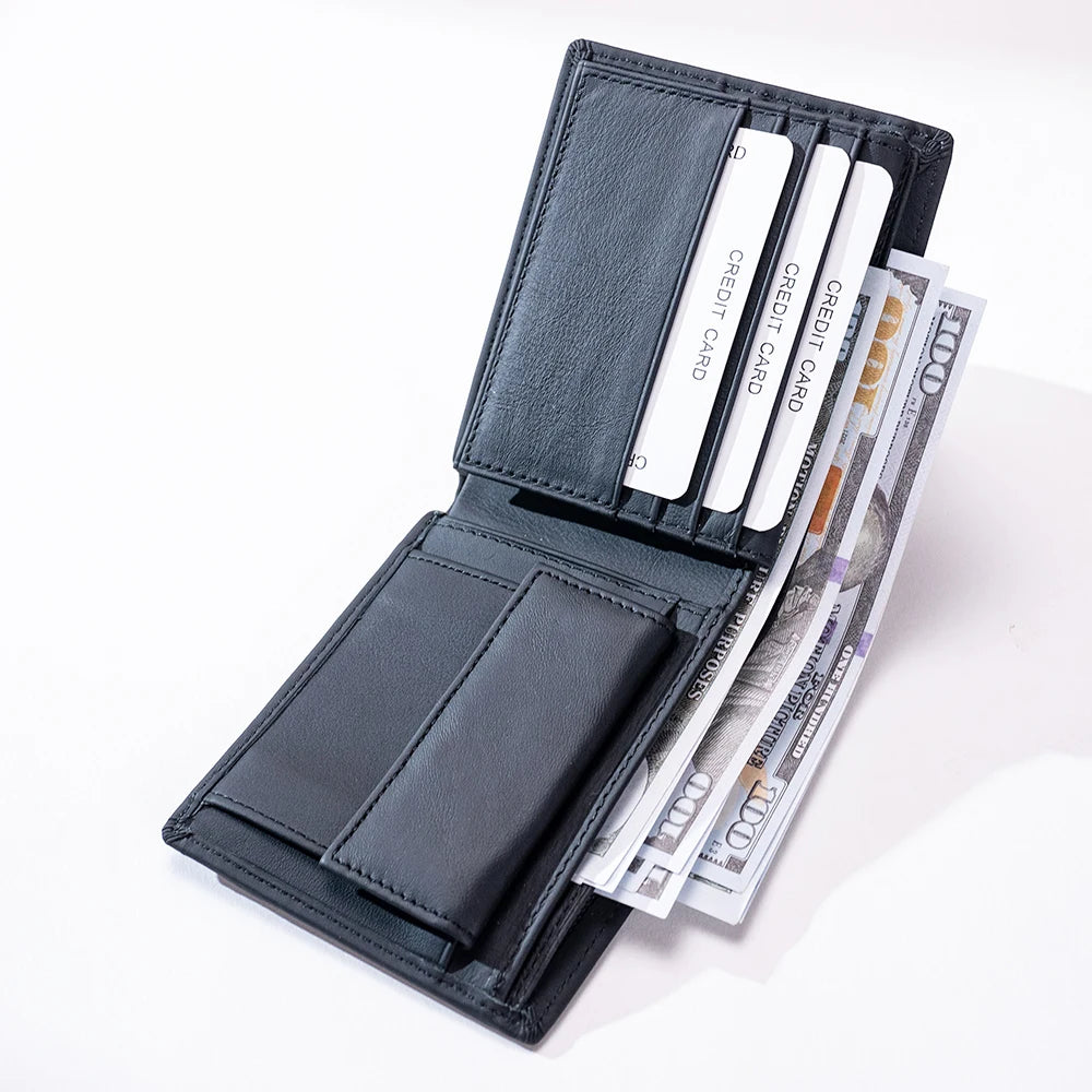 Men's leather wallet RFID Cowhide genuine leather wallet multi-function credit card holder