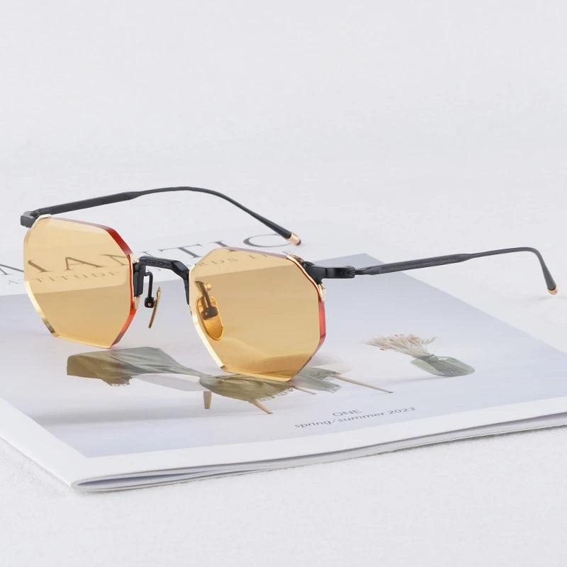 JMM ELDORADO Rimless Square High Quality Alloy Polygon Sunglasses Uv400 Men and Women Personalization Eyeglasses with Case