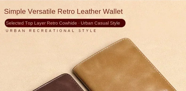 Men's Blue Money Bag Genuine Leather Rfid Wallet for Men Slim Vertical Wallets Black Thin Short ID Credit Card Holder Minimalist