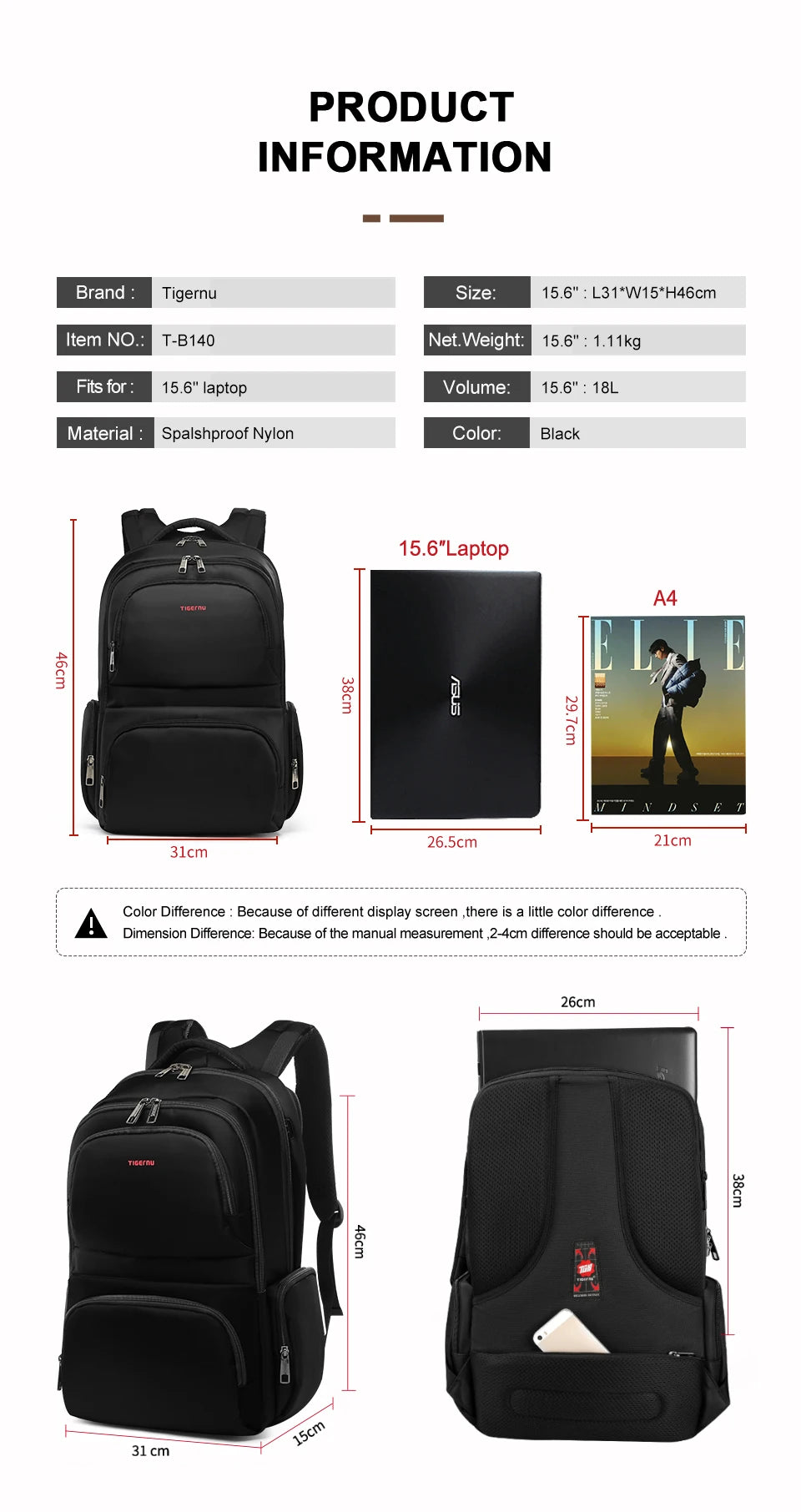 Tigernu Anti Theft Backpacks For Men 15inch Laptop Backpack Bag Casual Travel Backpack Schoolbag Male Backpack Mochilas Knapsack