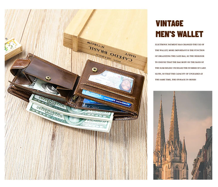 WESTAL RFID Designer Wallet Men Genuine Leather RFID Wallet Front Coin Pocket Purse Money Bag Leather Card Holder Wallet for Men