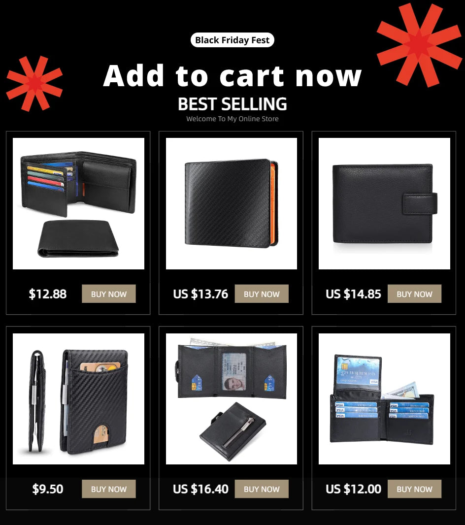 YATBEST Men's Wallet Three Fold Large Capacity 100% Genuine Leather RFID Anti Theft Brush With Coin Pocket Minimalist Money Bag