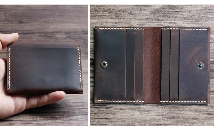 Luxury Handmade Genuine Leather Card Wallet Men Credit Card holder Women ID Sleeve Name Card Holder Cowhide Business Card Case