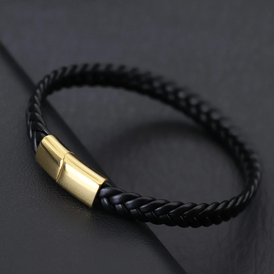 Unique Men Leather Bracelet Stainless Steel Detachable Buckle Hiphop Wrap Braclet Bangle Gifts For Him Leisure Pulseira Joias