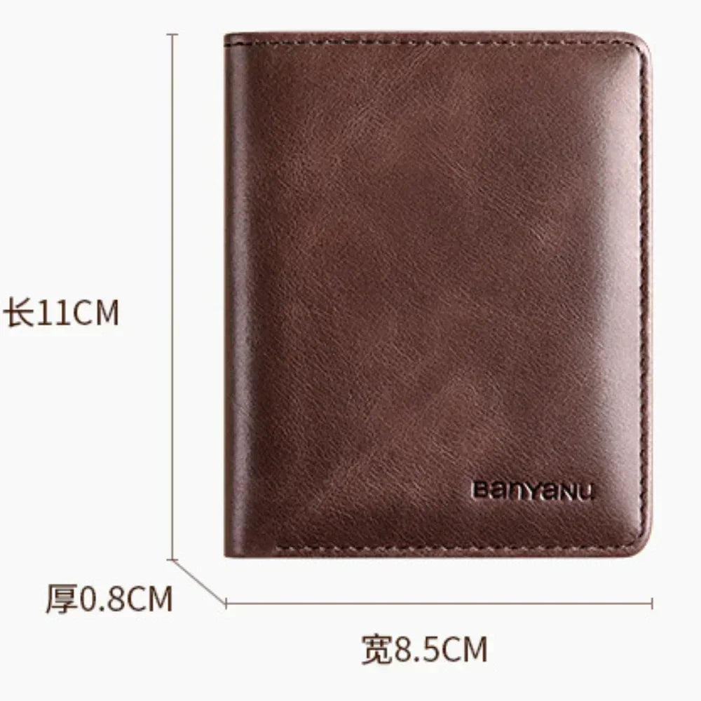 Men's Blue Money Bag Genuine Leather Rfid Wallet for Men Slim Vertical Wallets Black Thin Short ID Credit Card Holder Minimalist