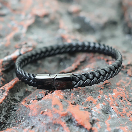 Unique Men Leather Bracelet Stainless Steel Detachable Buckle Hiphop Wrap Braclet Bangle Gifts For Him Leisure Pulseira Joias