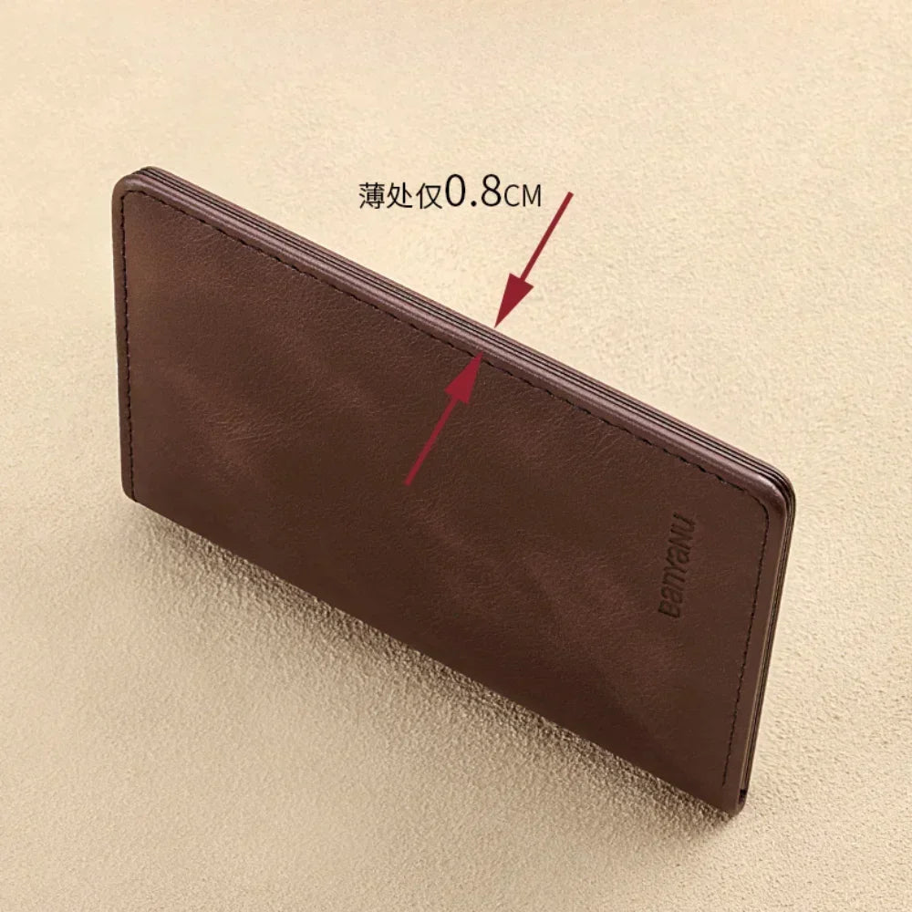 Men's Blue Money Bag Genuine Leather Rfid Wallet for Men Slim Vertical Wallets Black Thin Short ID Credit Card Holder Minimalist