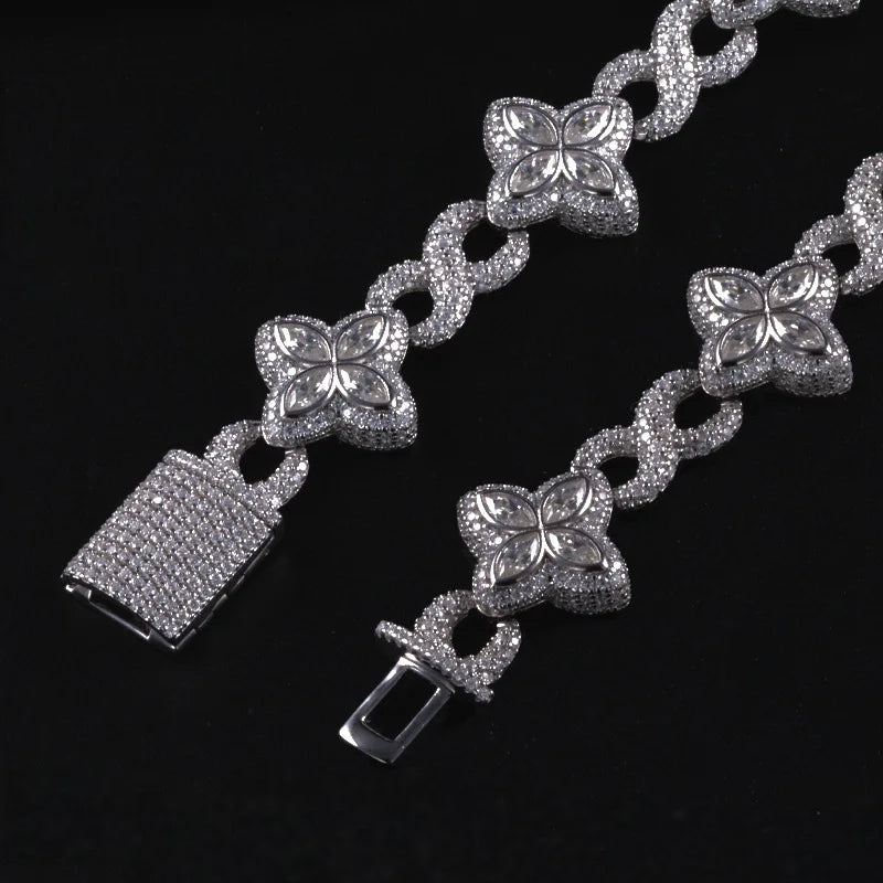 S925 pure silver cross-border hot item Hiphop street hip-hop trendsetter Cuban chain eight-character hip-hop Cuban men's bracele