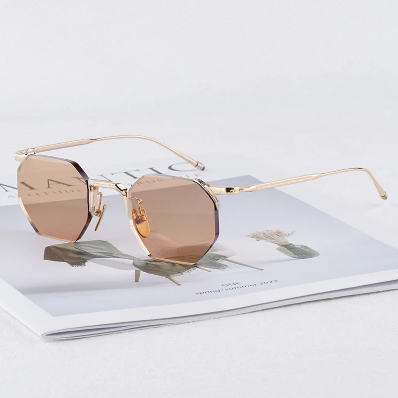 JMM ELDORADO Rimless Square High Quality Alloy Polygon Sunglasses Uv400 Men and Women Personalization Eyeglasses with Case