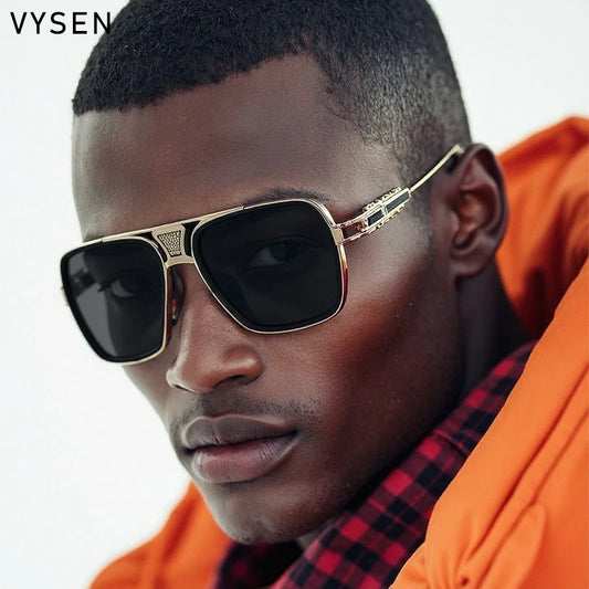 Polarized Oversized Square Steampunk Sunglasses Men 2025 Luxury Brand Vintage Trendy Punk Metal Sun Glasses Outdoor Shades UV400