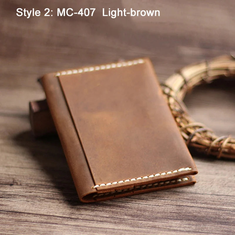 Luxury Handmade Genuine Leather Card Wallet Men Credit Card holder Women ID Sleeve Name Card Holder Cowhide Business Card Case