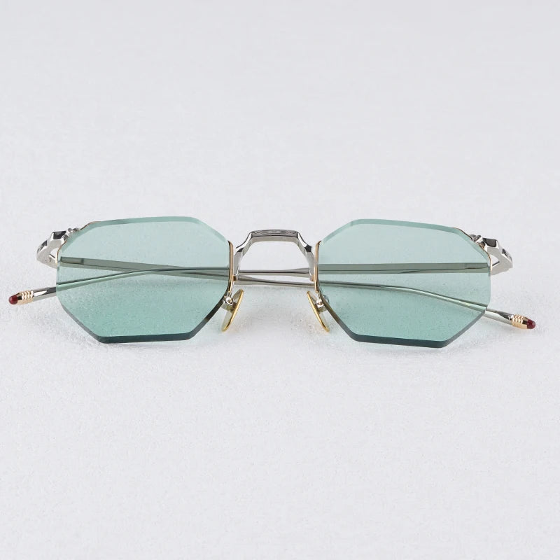 JMM ELDORADO Rimless Square High Quality Alloy Polygon Sunglasses Uv400 Men and Women Personalization Eyeglasses with Case