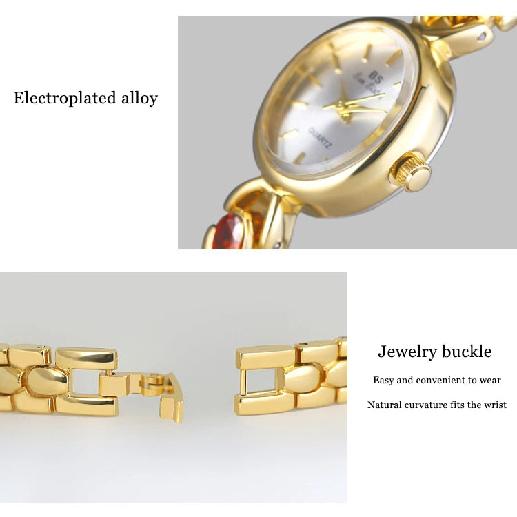 Women's Oval Rainbow Gem Light Luxury Wristwatch Fashion Elegant Waterproof Bracelet Watch Exquisite Small Clock Reloj V43