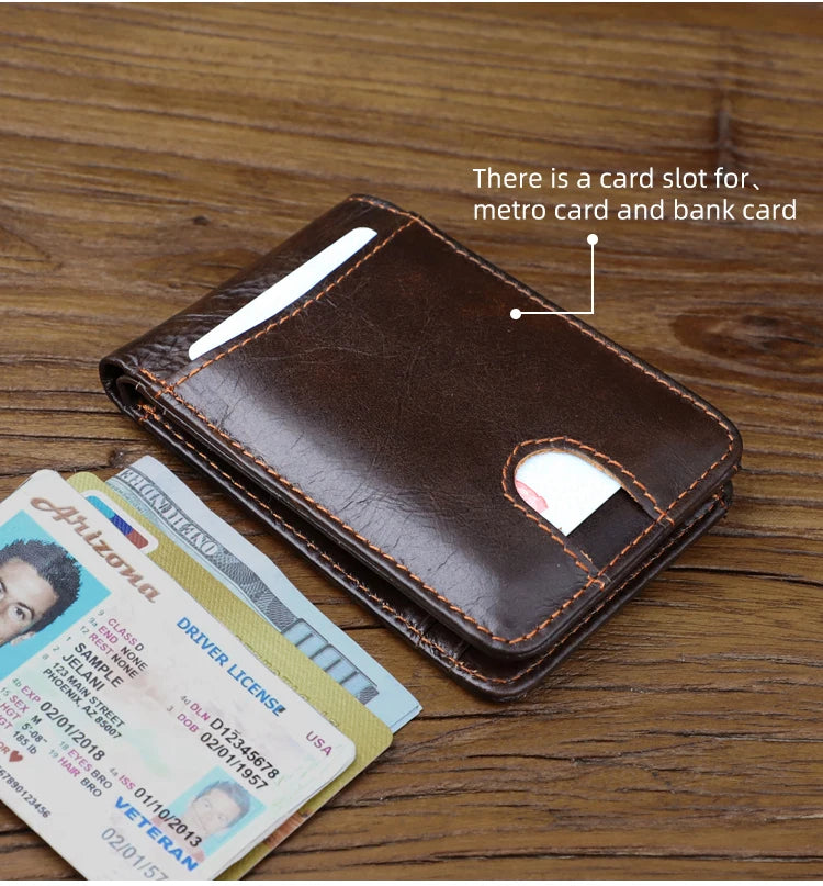Genuine leather Men's Wallet Small Money Purses Mini Wallets Short Ultra-thin Wallet Bank Card Package Small Purse Wallet