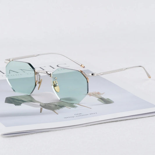 JMM ELDORADO Rimless Square High Quality Alloy Polygon Sunglasses Uv400 Men and Women Personalization Eyeglasses with Case