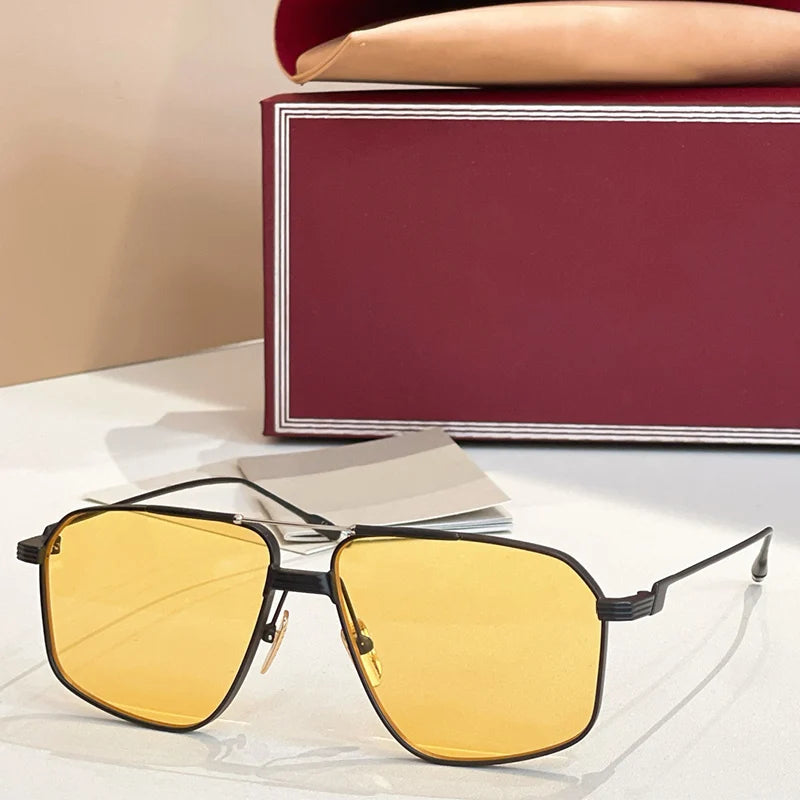 JMM JQ16G rectangle alloy double bridge gradient sunglasses uv400 men and women luxury fashion handmade eyeglasses with case