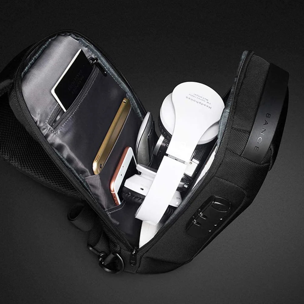 Men's Waterproof USB Oxford Crossbody Bag Anti-theft Shoulder Sling Bag Multifunction Short Travel Messenger Chest Pack For Male